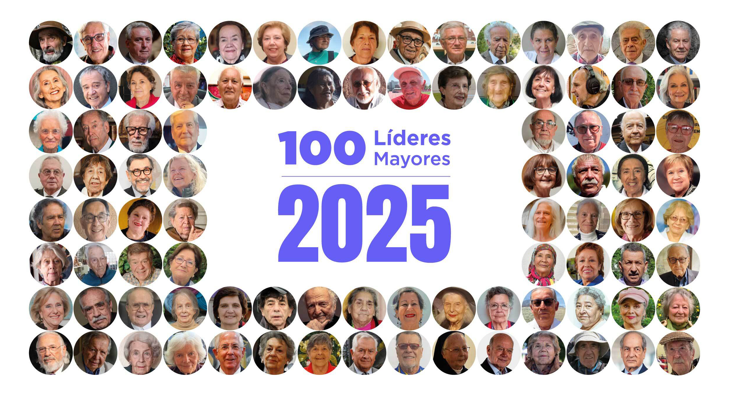 Logo 100 Líderes mayores 2025 con fotos de premiados